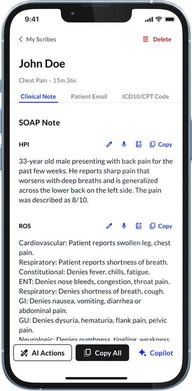 Commure Scribe note-taking interface